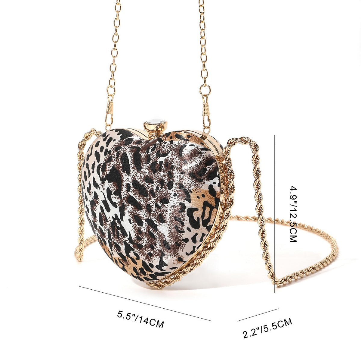 Leopard Heart-Shaped Evening Bag
