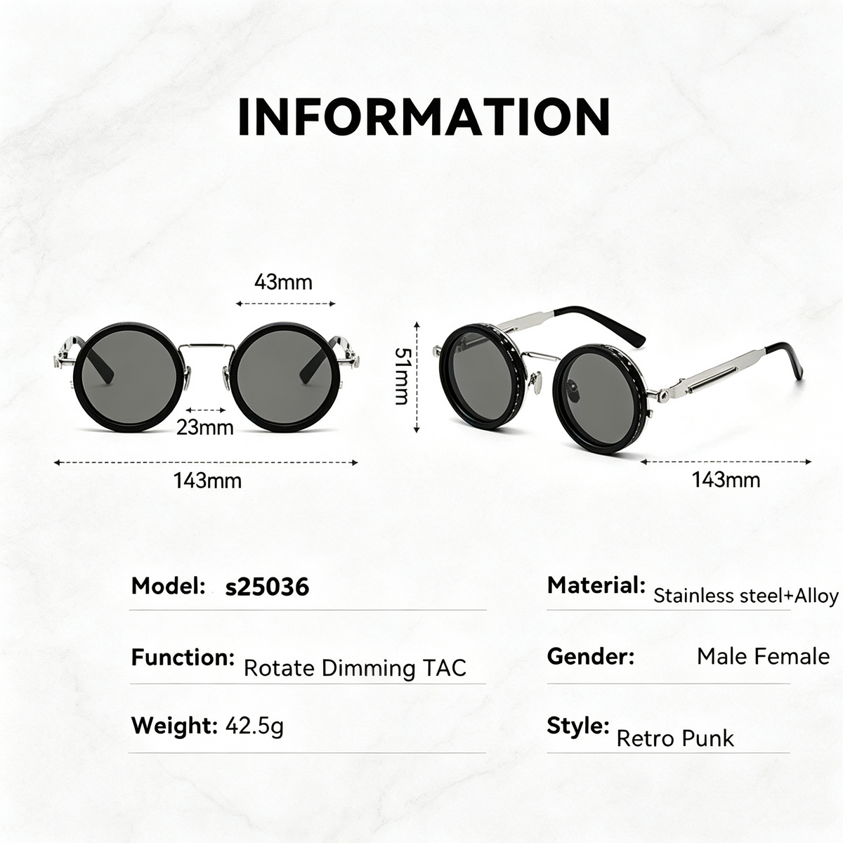 Retro Polarized Round Sunglasses | UV400 Adjustable ND Lens Sunglasses for Men & Women