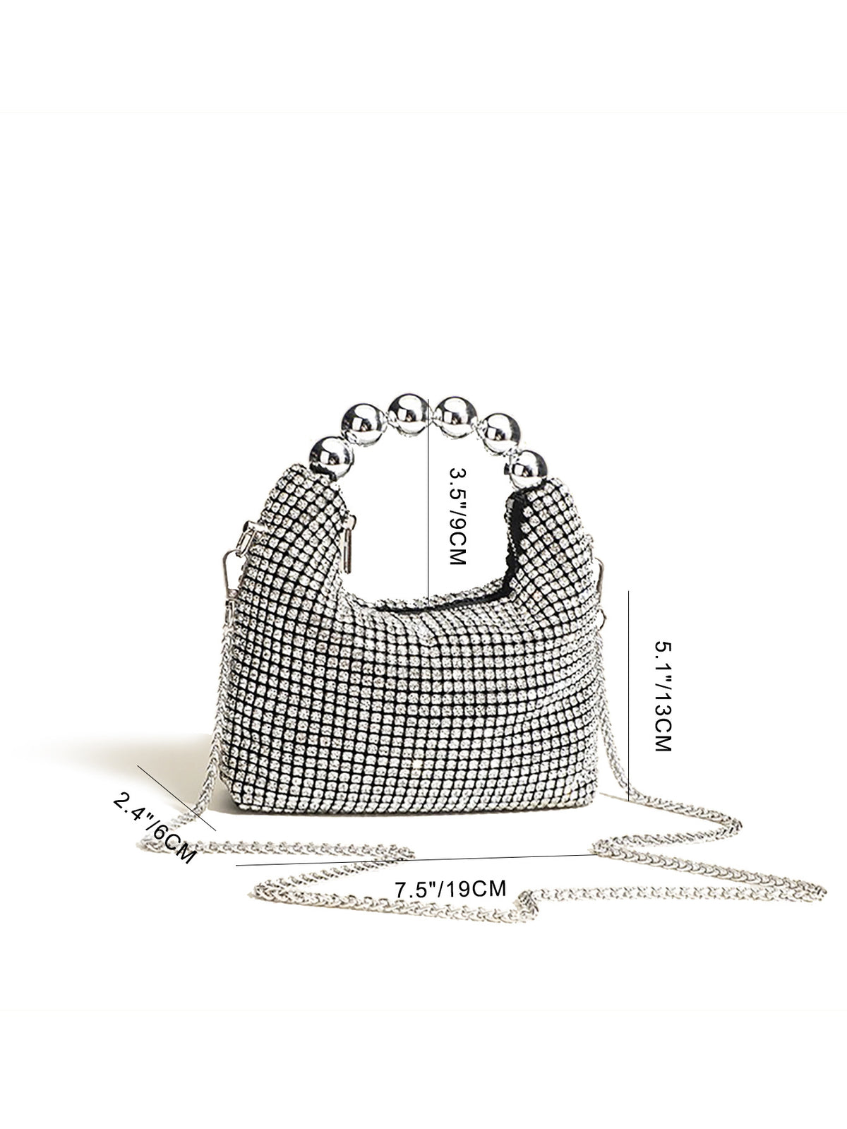 Crystal Mesh Beaded Handle Evening Bag