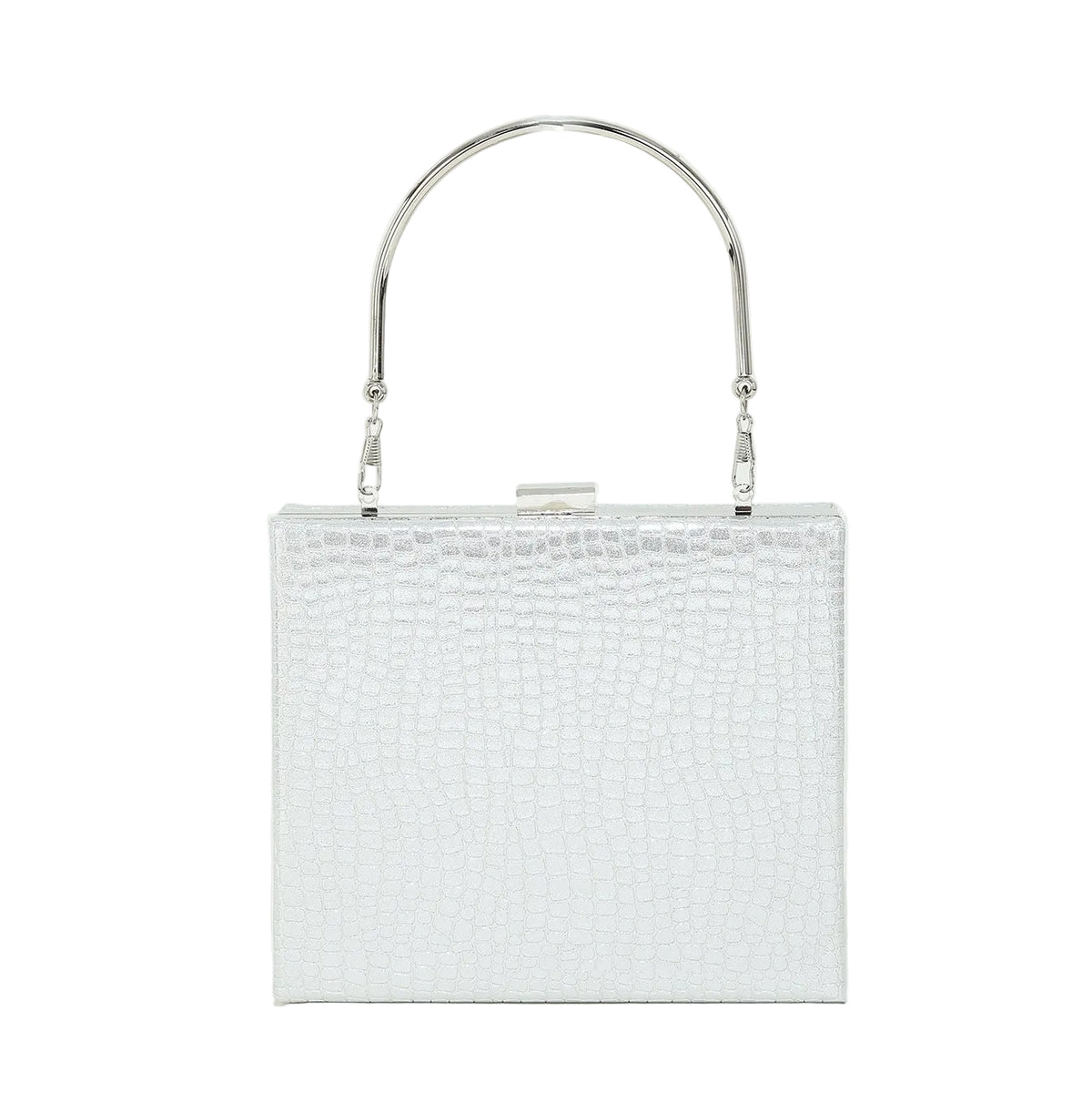 Luna Croc-Embossed Box Clutch — Structured Evening Bag