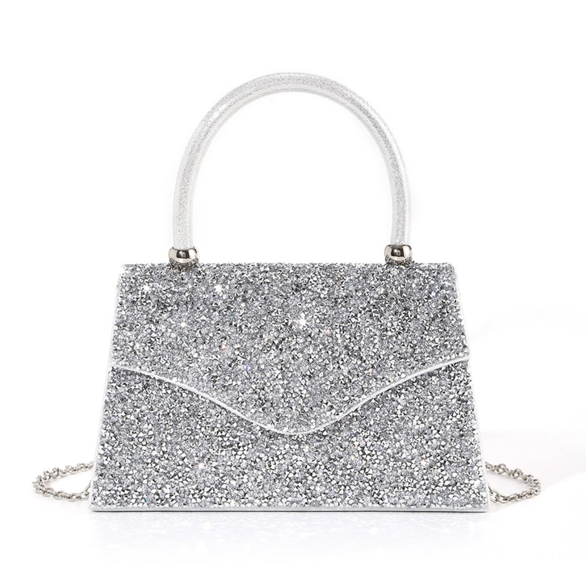 Crystal Glitter Handbag — Structured Modern Shine