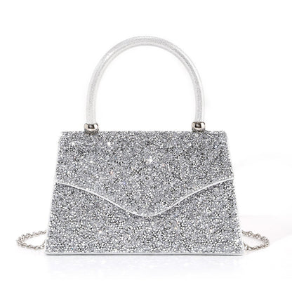 Crystal Glitter Handbag — Structured Modern Shine