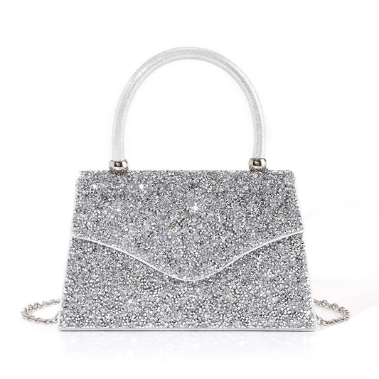 Crystal Glitter Handbag — Structured Modern Shine
