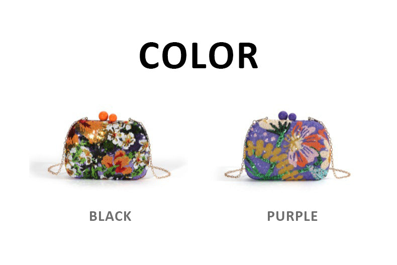 Floral Sequin Evening Clutch — Sculpted Statement Bag