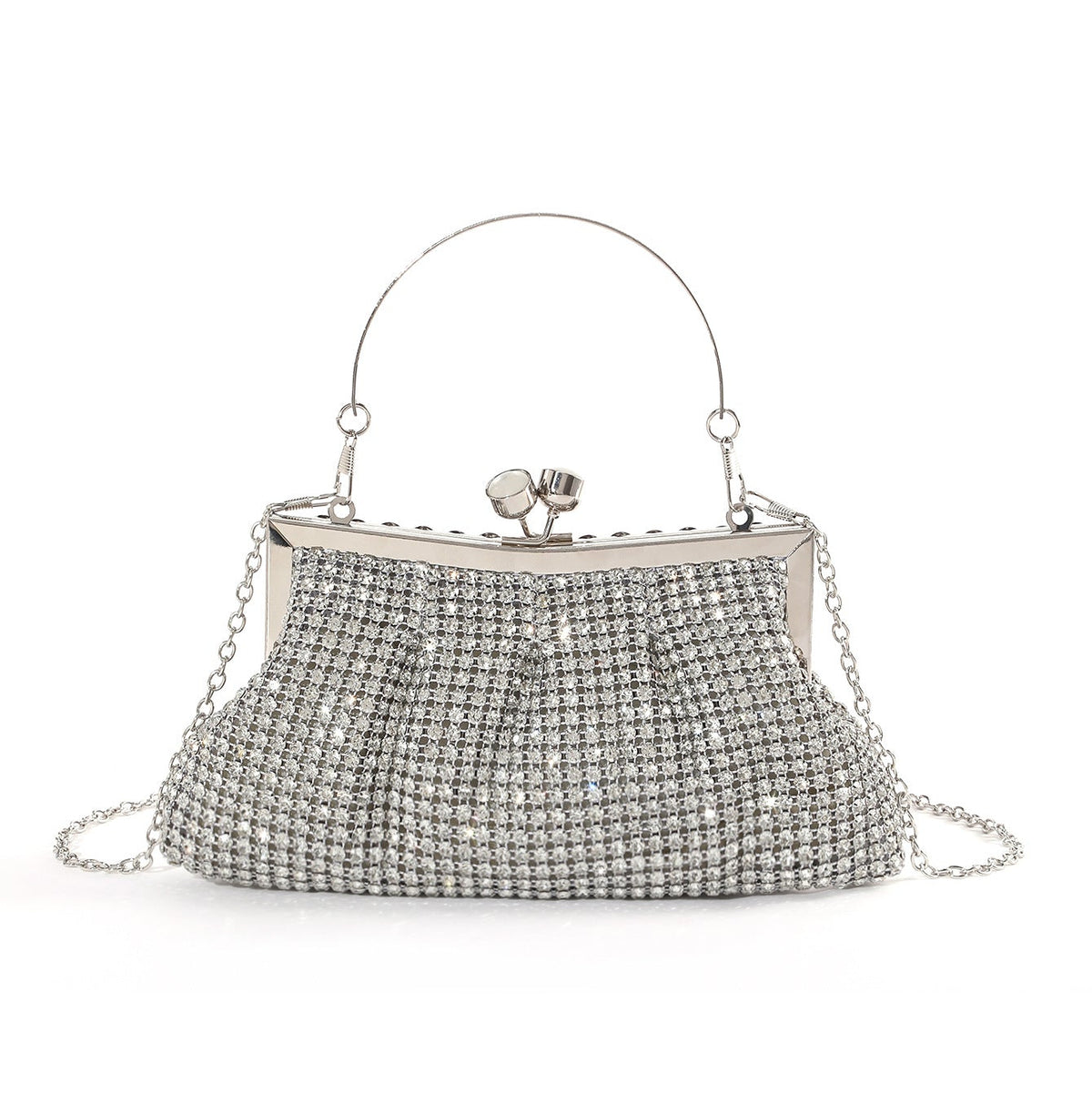 Rhinestone Mesh Frame Evening Bag