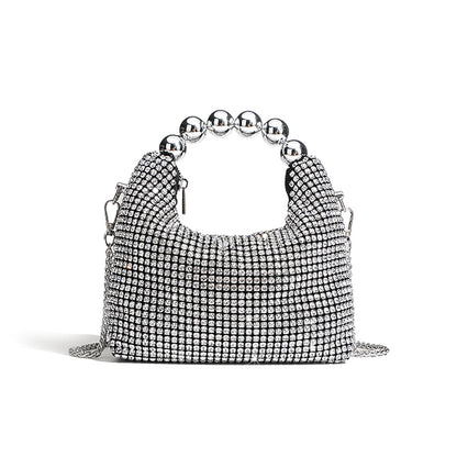 Crystal Mesh Beaded Handle Evening Bag