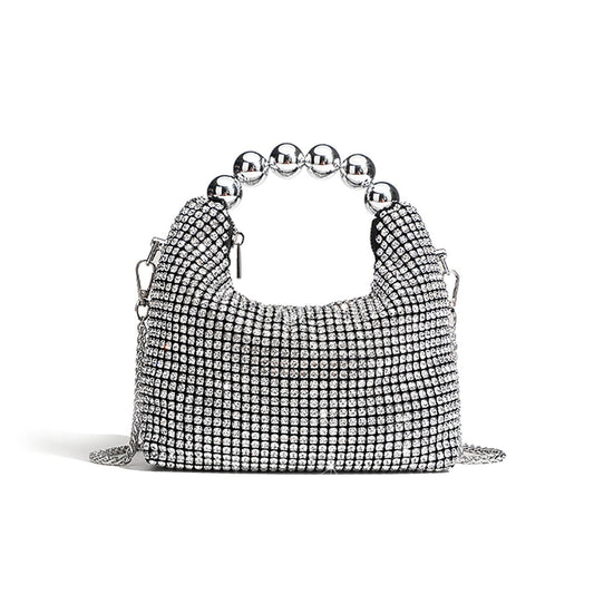 Crystal Mesh Beaded Handle Evening Bag
