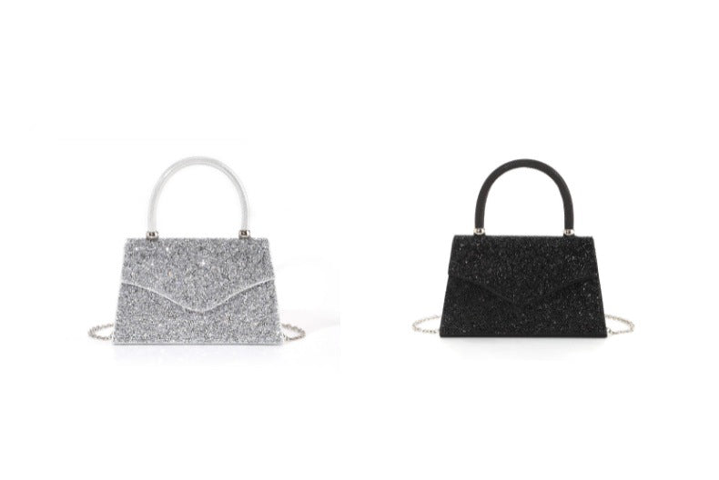 Crystal Glitter Handbag — Structured Modern Shine