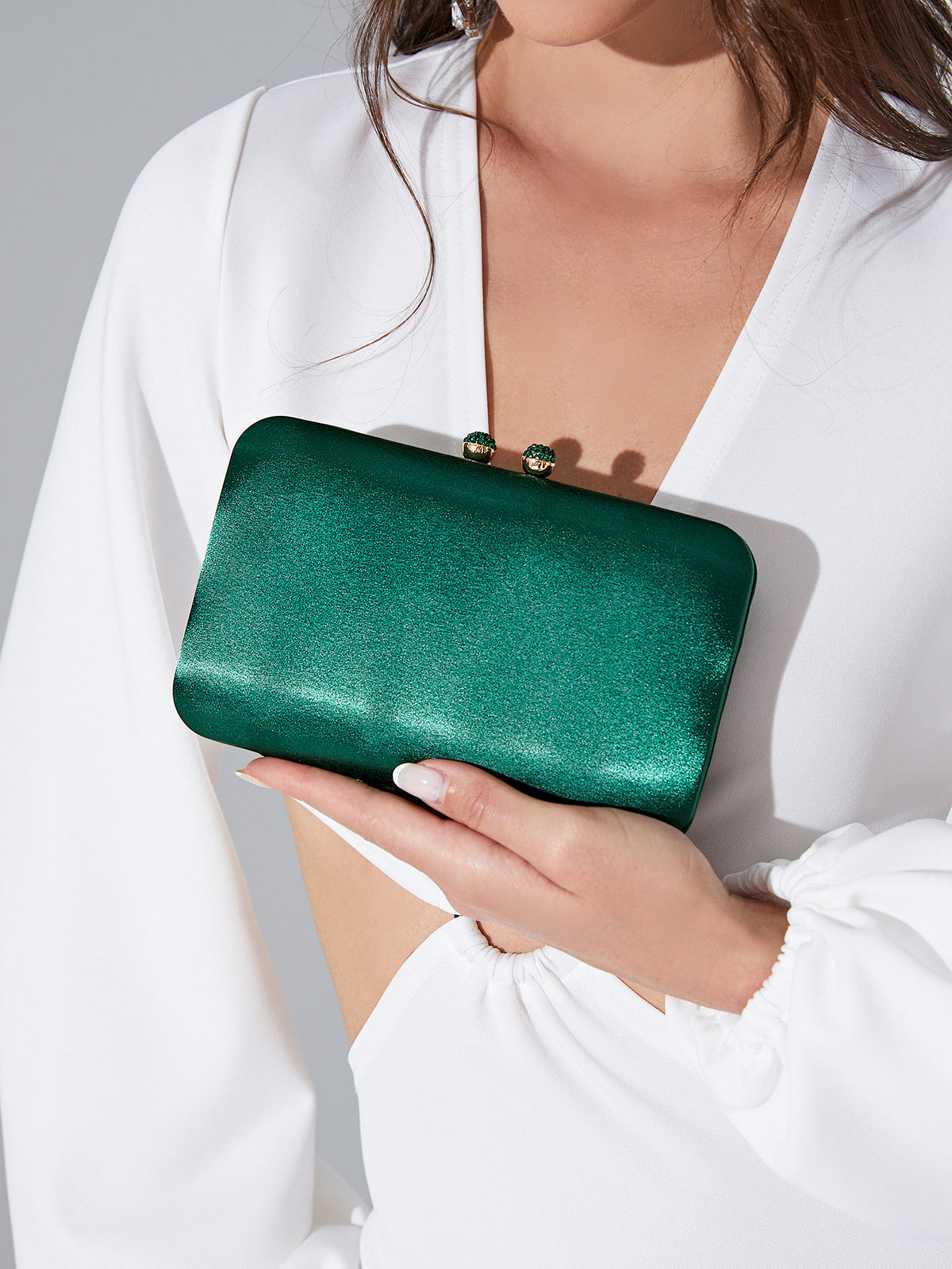 Emerald Satin Evening Clutch — Refined After-Dark Elegance