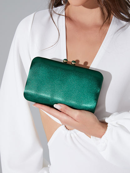 Emerald Satin Evening Clutch — Refined After-Dark Elegance
