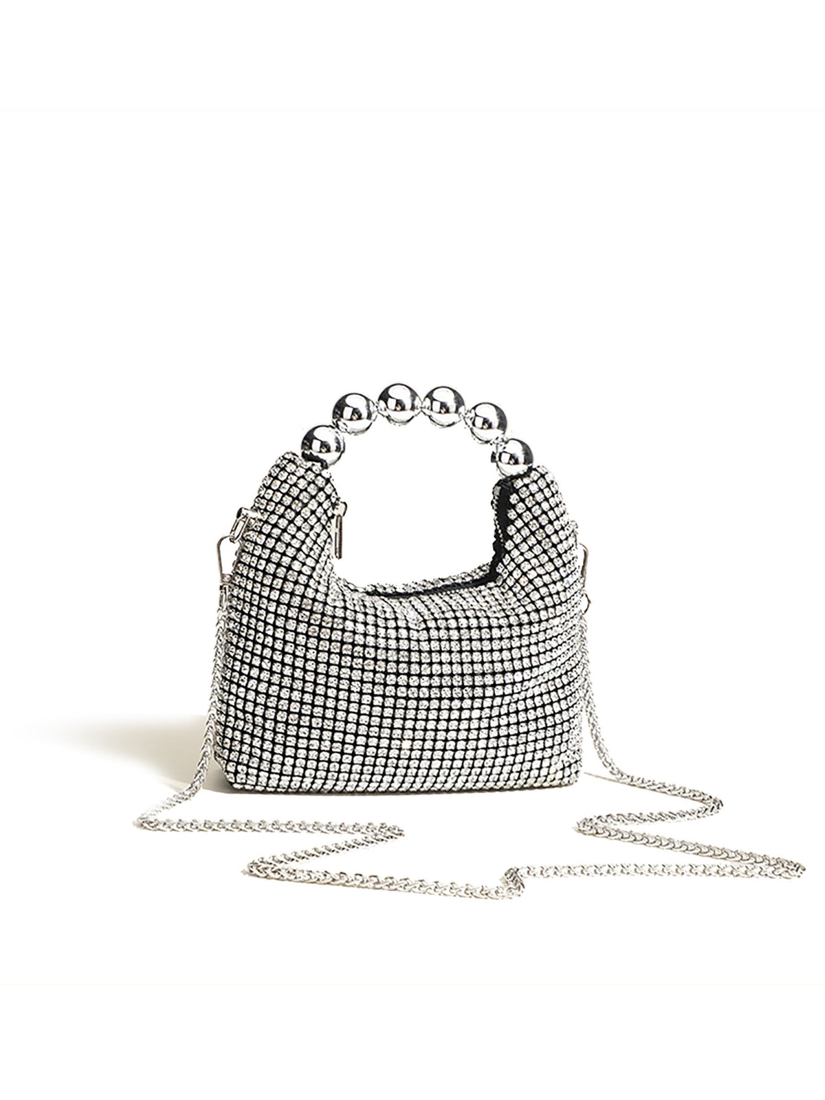 Crystal Mesh Beaded Handle Evening Bag