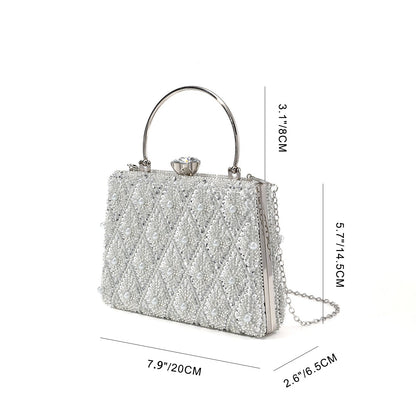 Pearl Beaded Top Handle Evening Bag