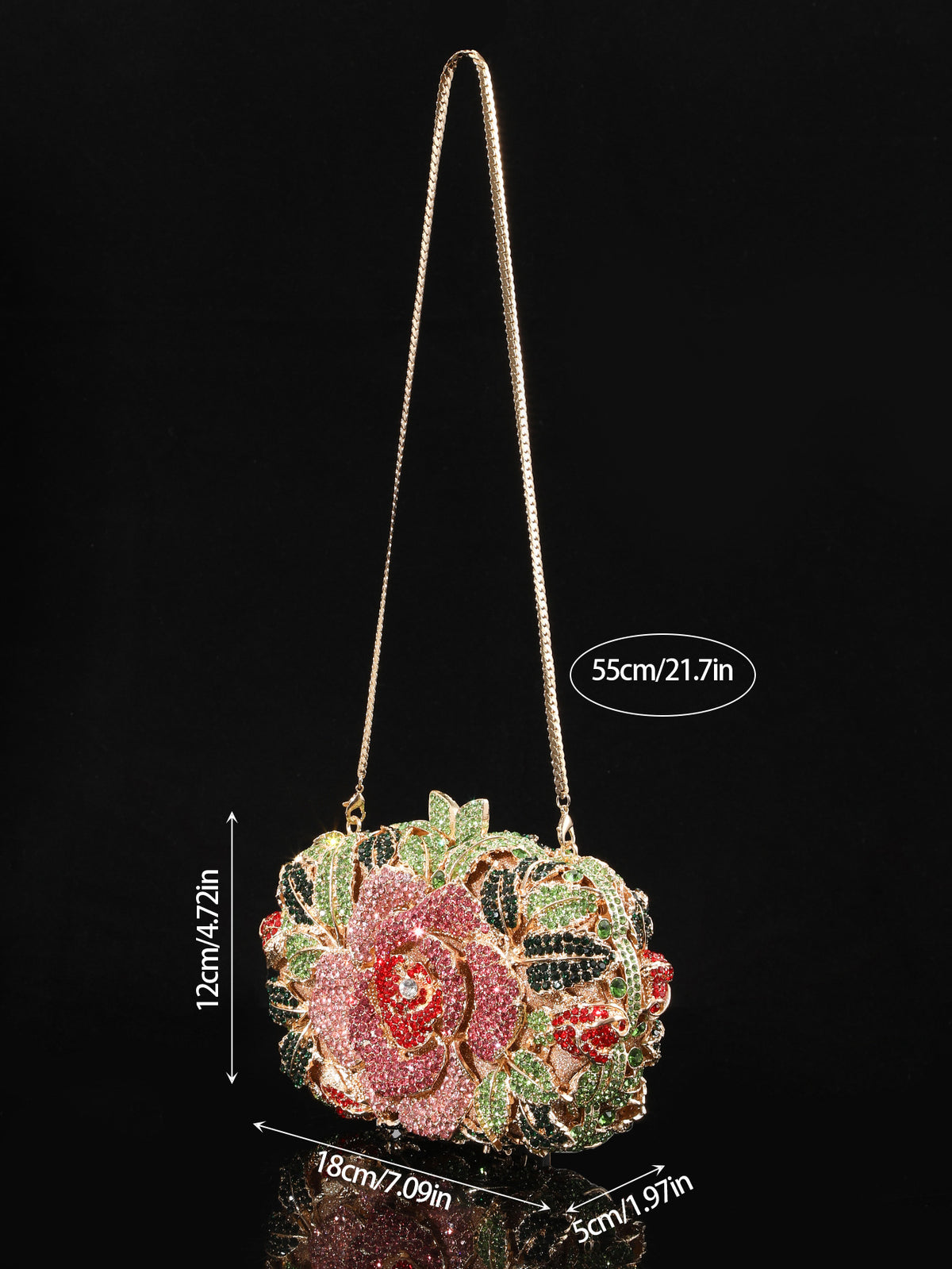Sculpted Rose Crystal Clutch — Floral Statement Design