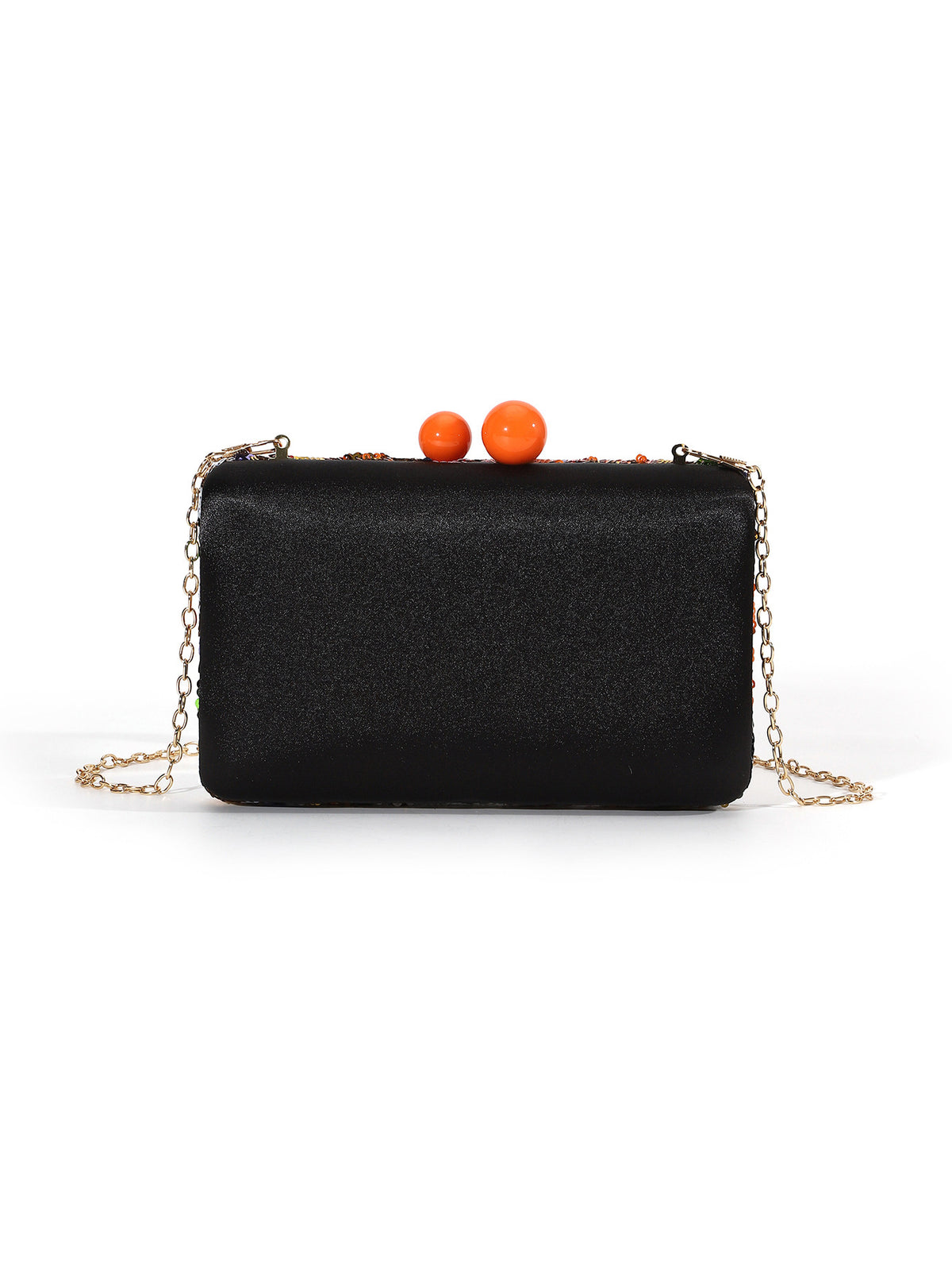 Floral Sequin Evening Clutch — Statement Chain Bag