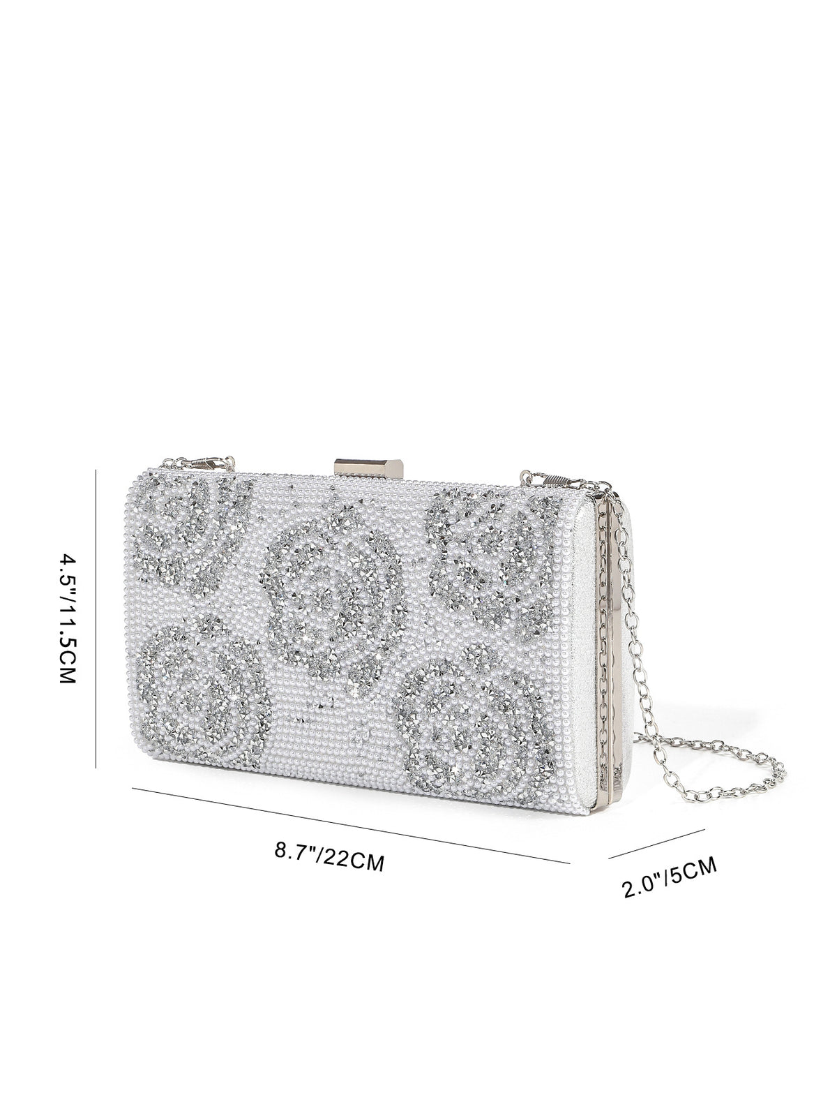 Pearl Embellished Crystal Evening Clutch