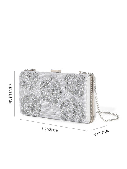 Pearl Embellished Crystal Evening Clutch
