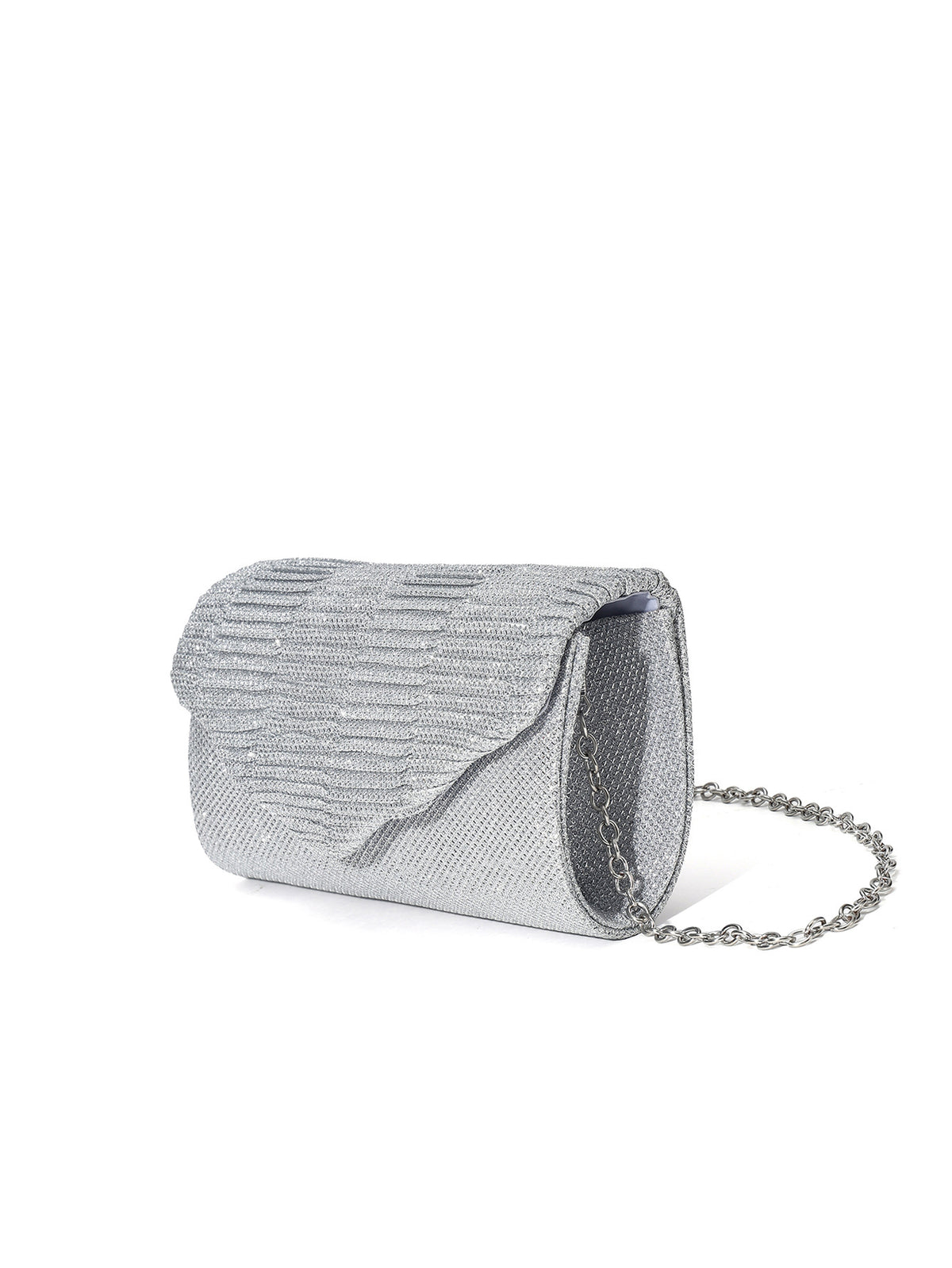 Lustre Pleated Evening Clutch — Refined Metallic Elegance