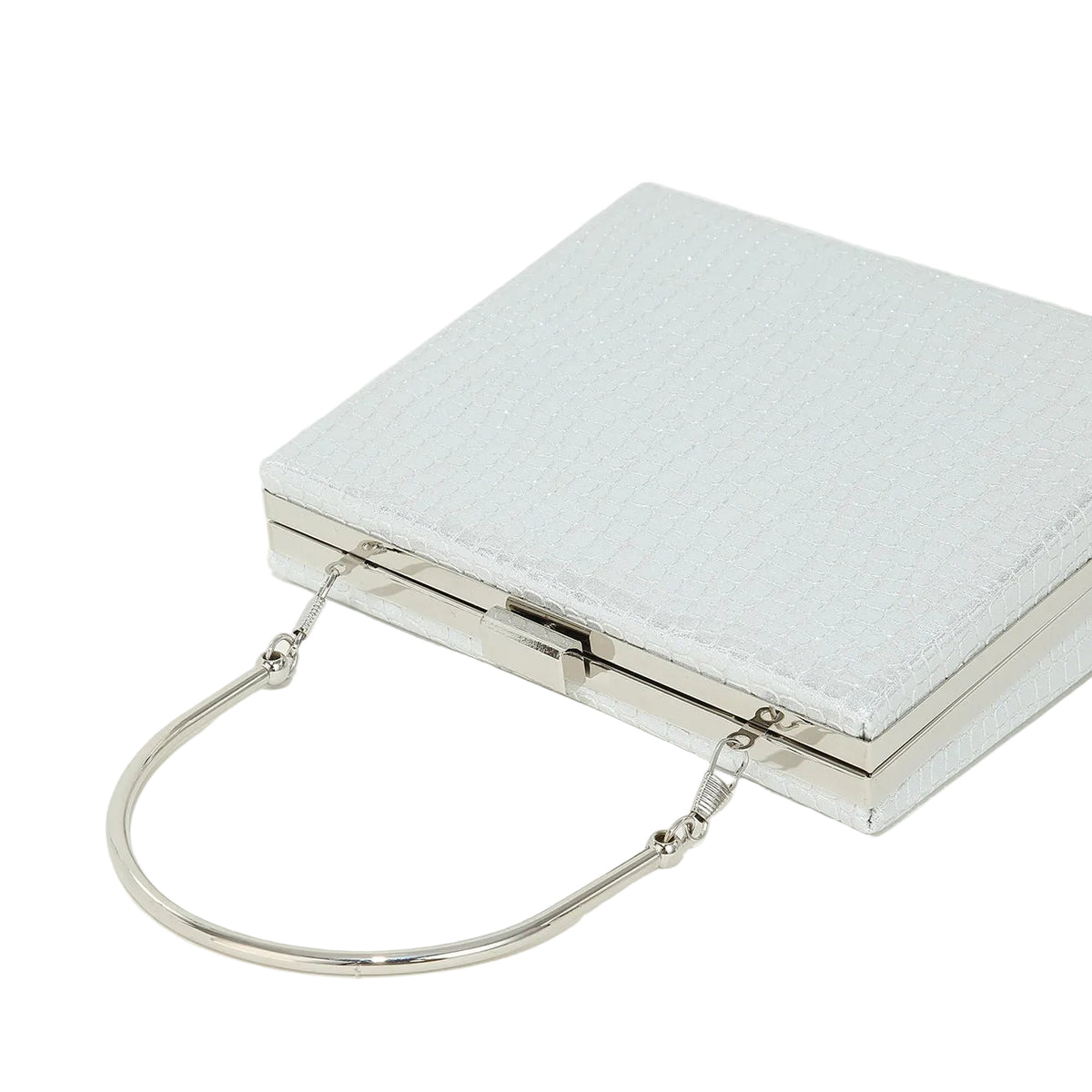 Luna Croc-Embossed Box Clutch — Structured Evening Bag