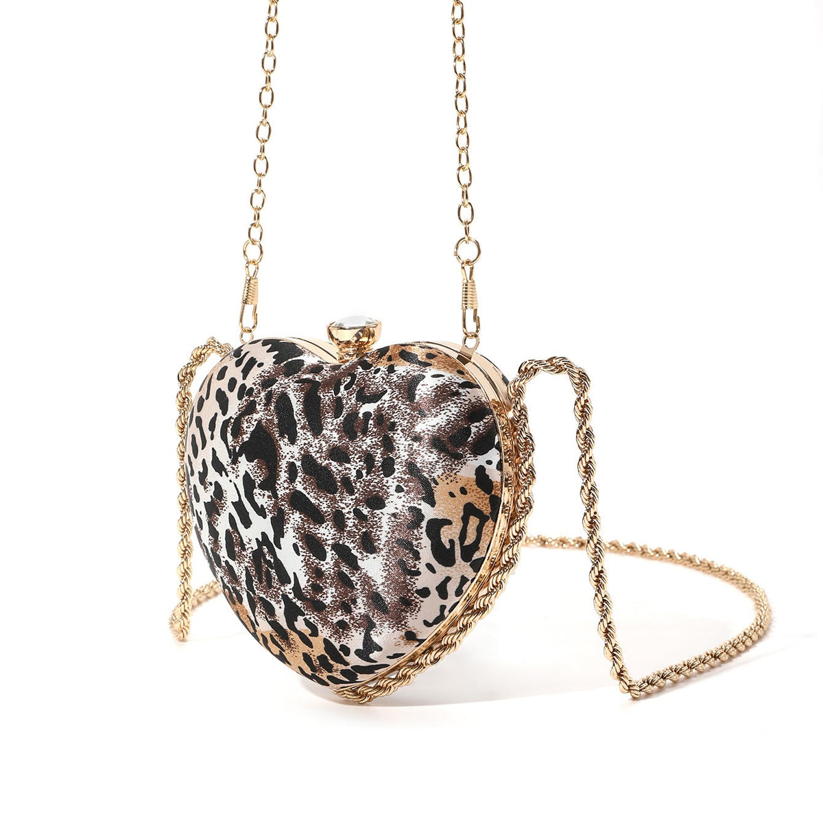 Leopard Heart-Shaped Evening Bag