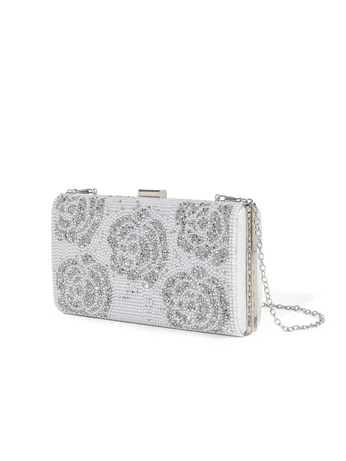 Pearl Embellished Crystal Evening Clutch