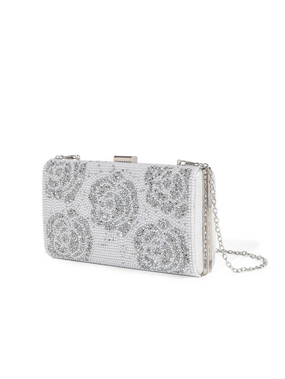 Pearl Embellished Crystal Evening Clutch