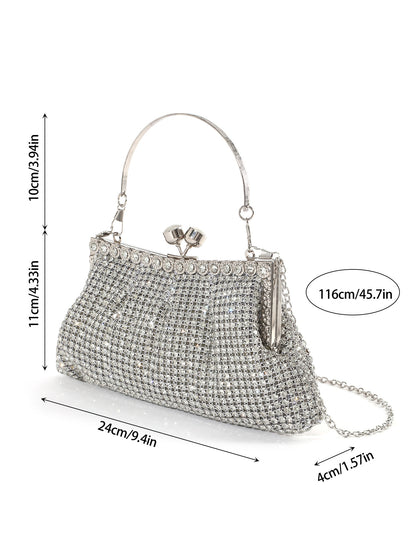 Rhinestone Mesh Frame Evening Bag