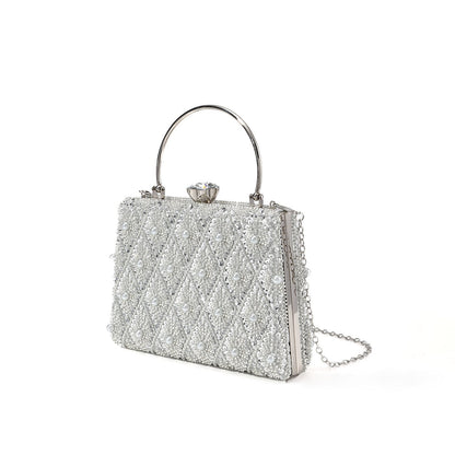 Pearl Beaded Top Handle Evening Bag