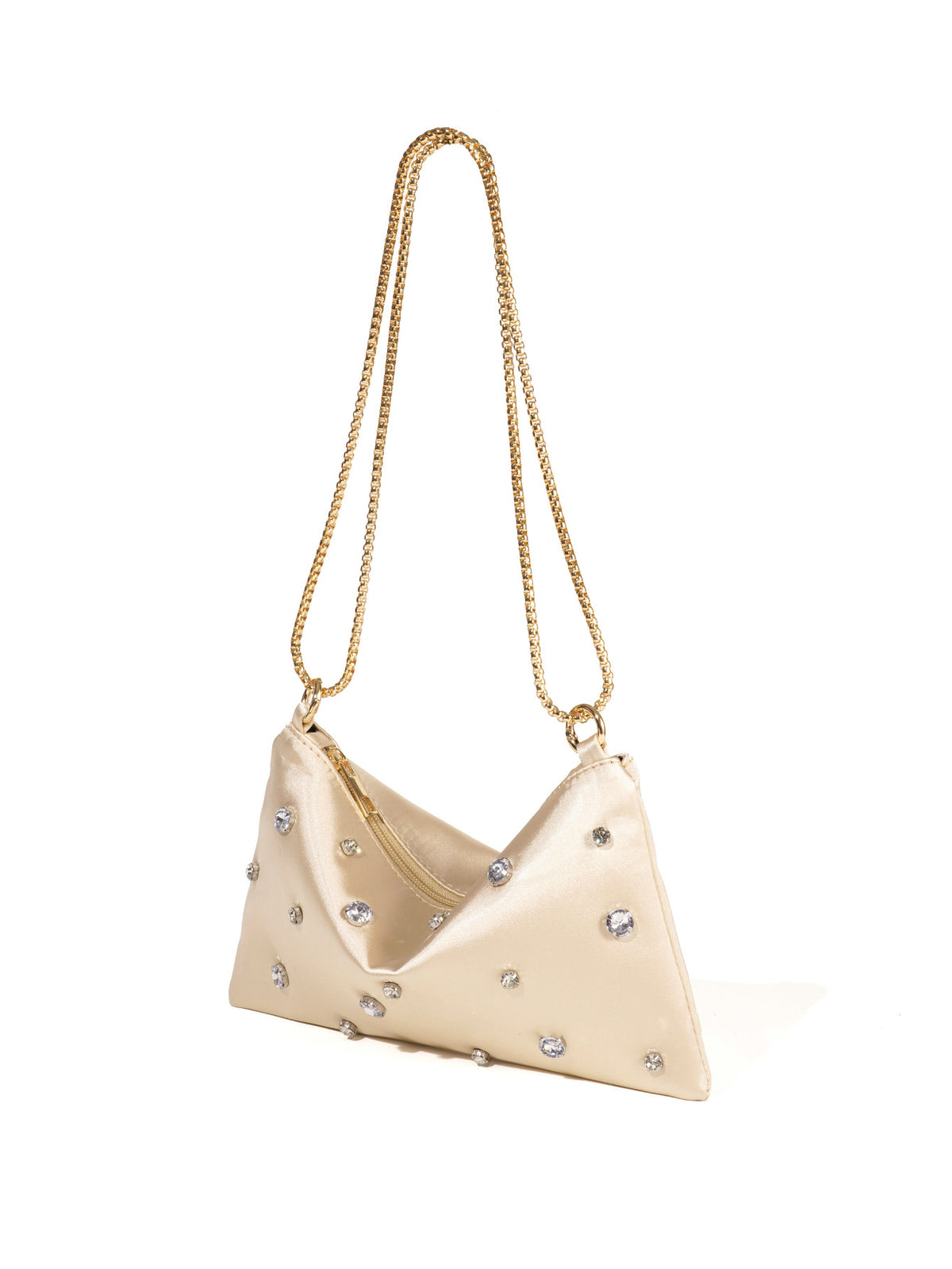 Crystal Stud Shoulder Bag — Soft Sculpted Evening Style