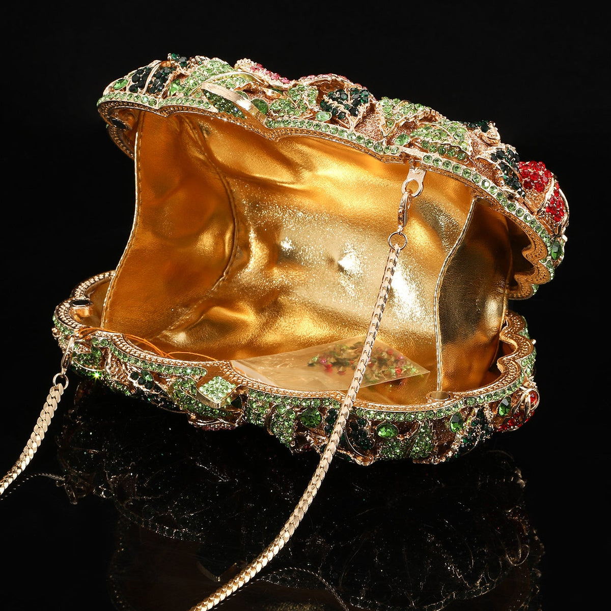 Sculpted Rose Crystal Clutch — Floral Statement Design