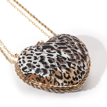 Leopard Heart-Shaped Evening Bag