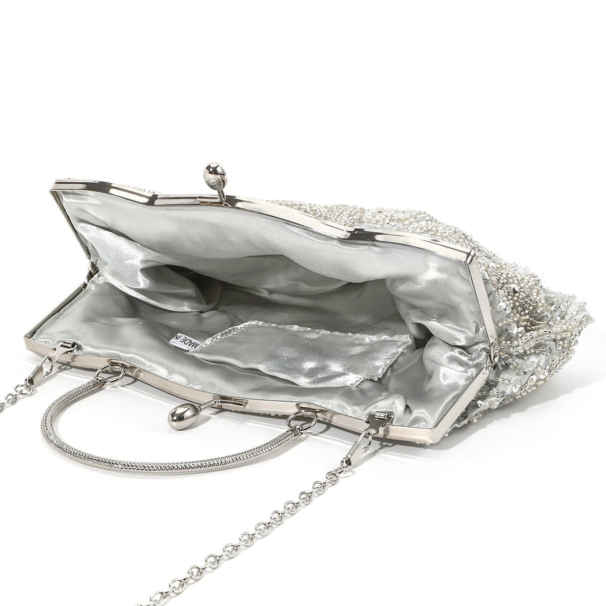 Ivory Pearl Beaded Evening Clutch Bag