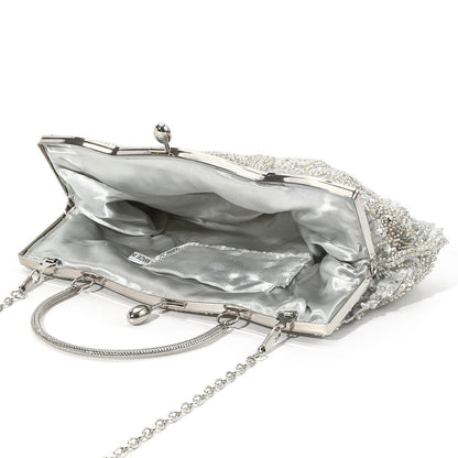 Ivory Pearl Beaded Evening Clutch Bag