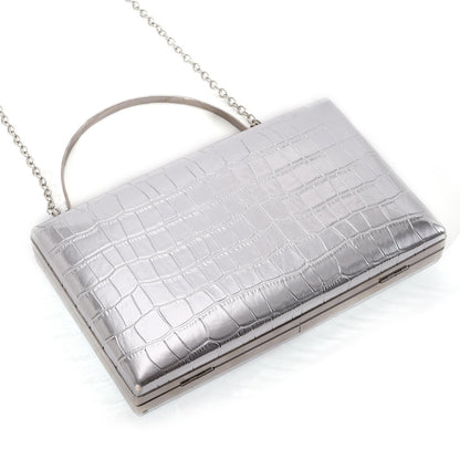 Metallic Croc-Effect Structured Evening Bag