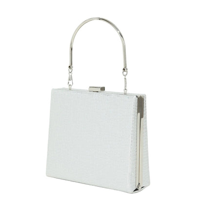 Luna Croc-Embossed Box Clutch — Structured Evening Bag