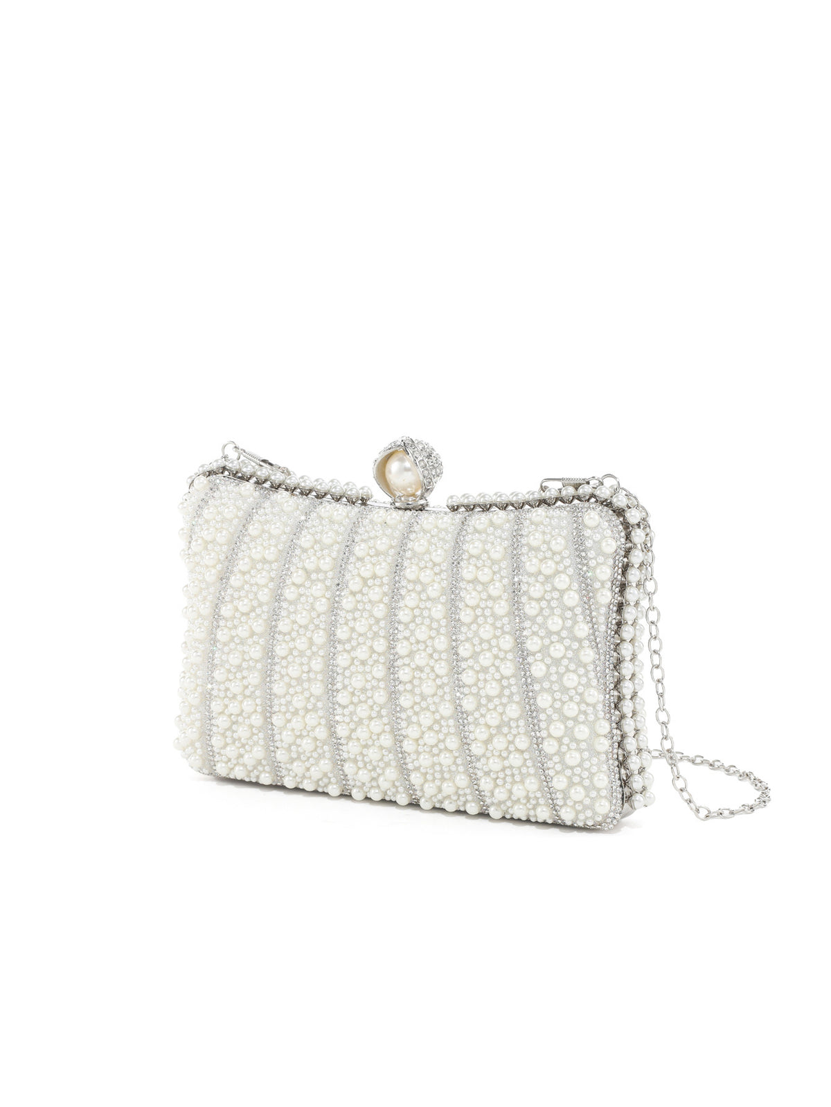 Pearl Crystal Clutch — Sculpted Evening Elegance