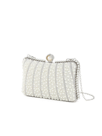 Pearl Crystal Clutch — Sculpted Evening Elegance
