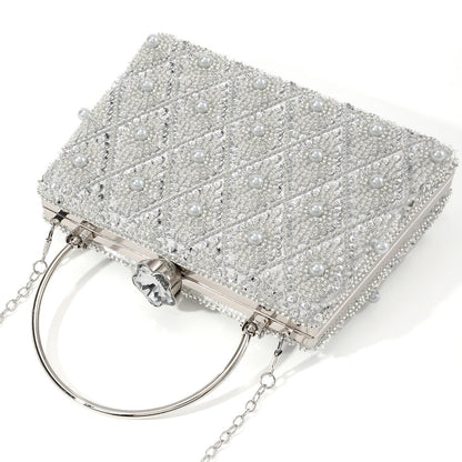 Pearl Beaded Top Handle Evening Bag