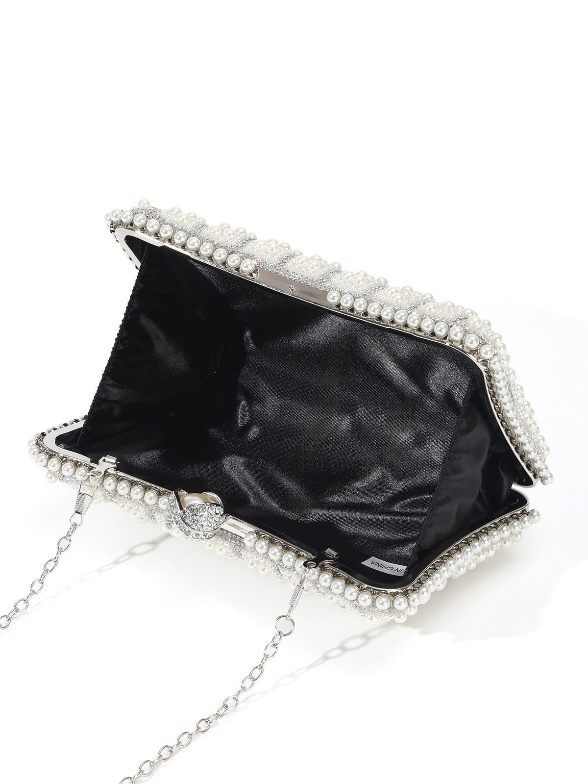 Pearl Crystal Clutch — Sculpted Evening Elegance