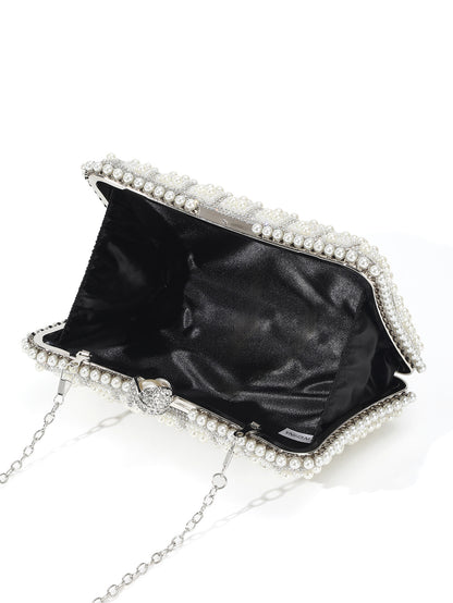 Pearl Crystal Clutch — Sculpted Evening Elegance