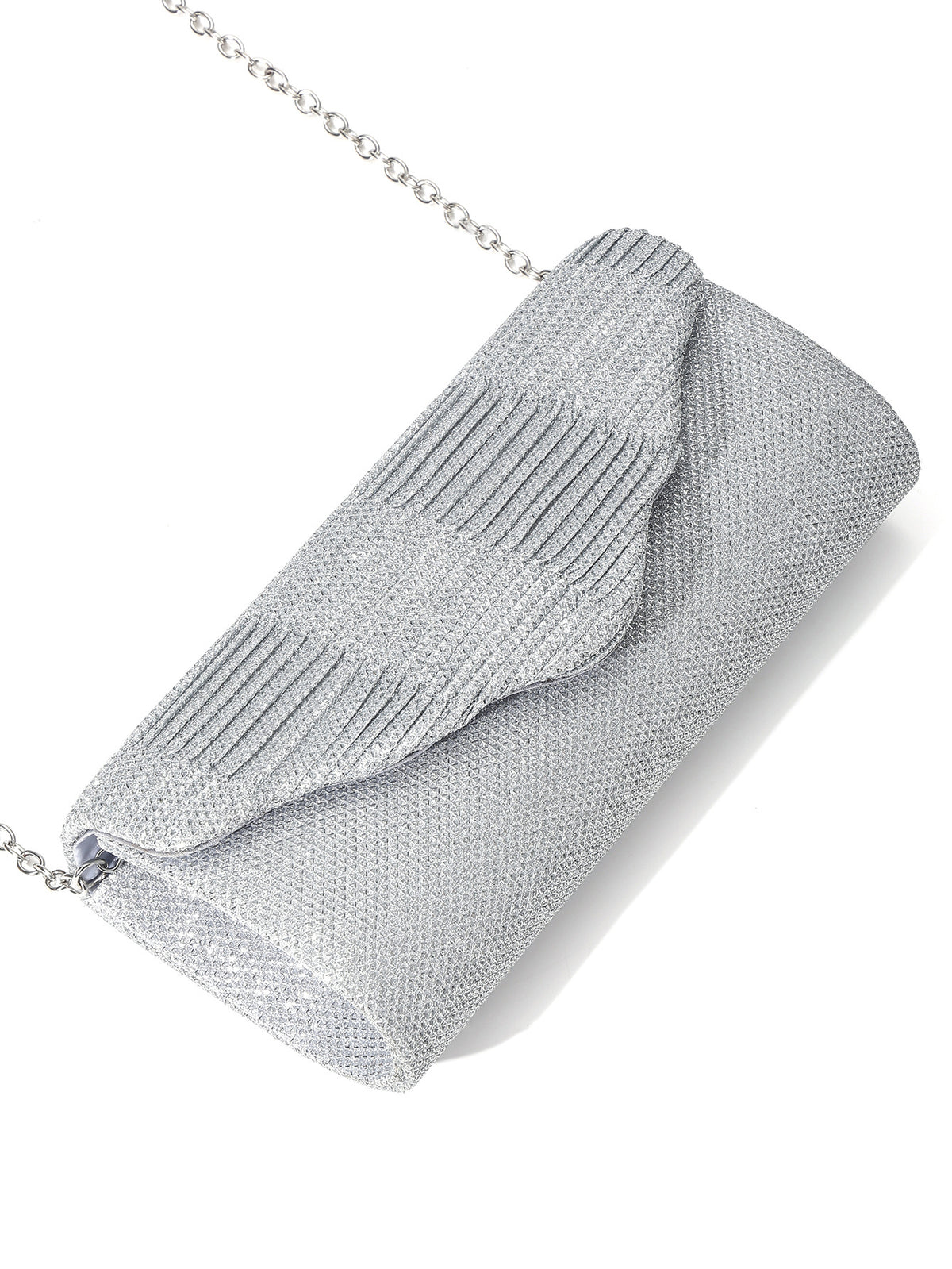 Lustre Pleated Evening Clutch — Refined Metallic Elegance