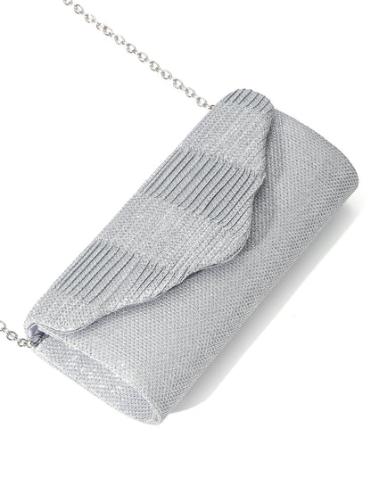 Lustre Pleated Evening Clutch — Refined Metallic Elegance