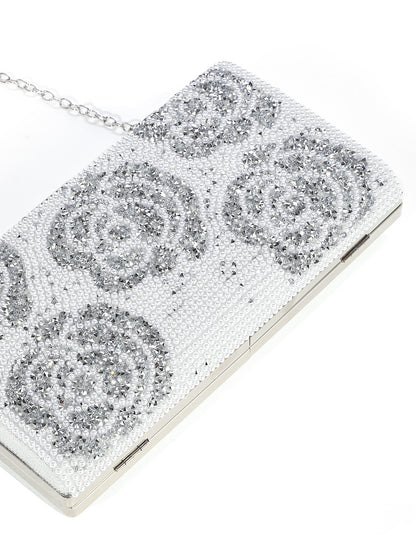 Pearl Embellished Crystal Evening Clutch