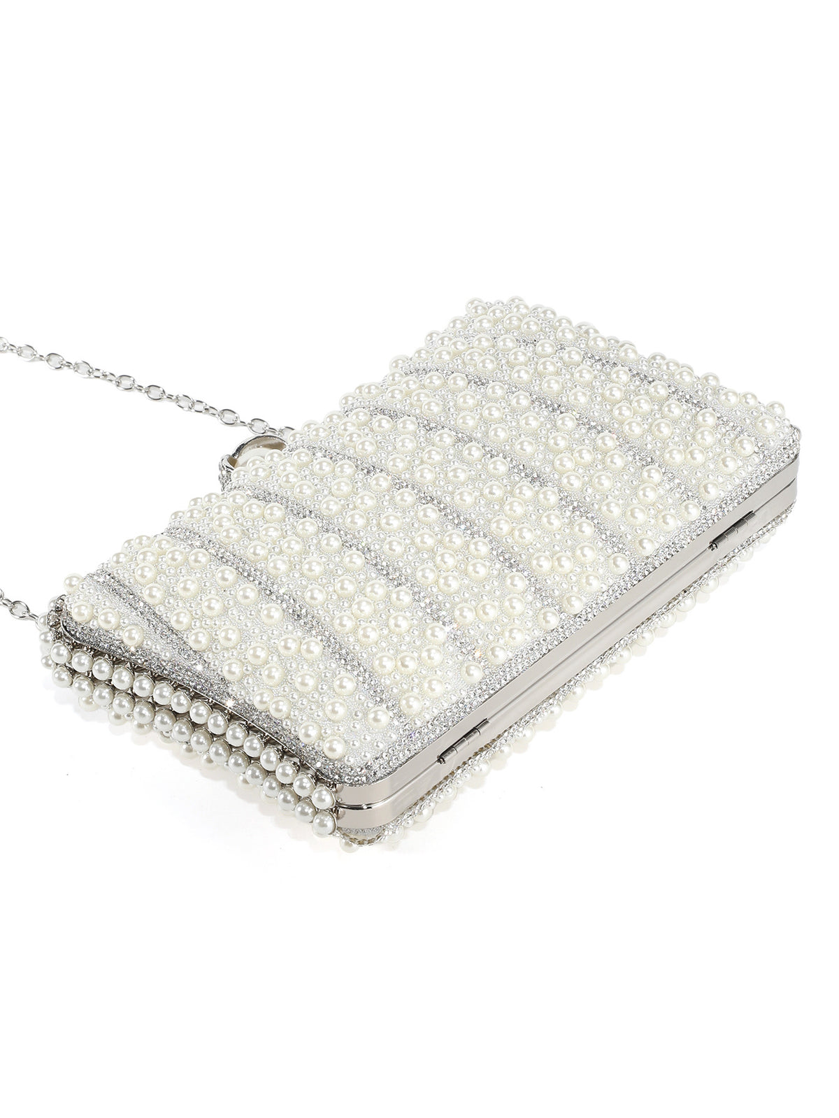 Pearl Crystal Clutch — Sculpted Evening Elegance