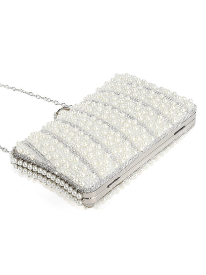 Pearl Crystal Clutch — Sculpted Evening Elegance