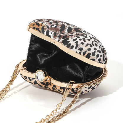 Leopard Heart-Shaped Evening Bag