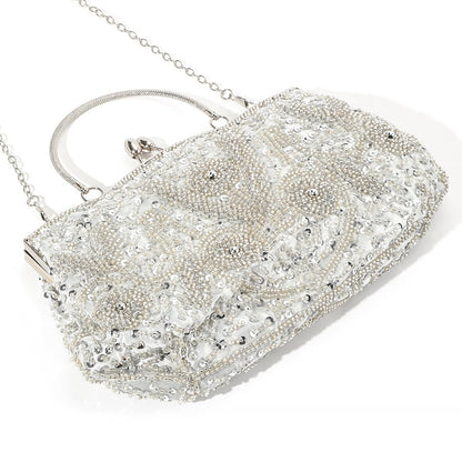 Ivory Pearl Beaded Evening Clutch Bag