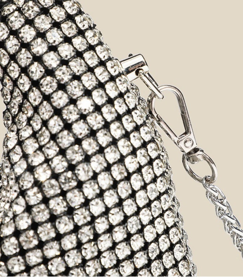 Crystal Mesh Beaded Handle Evening Bag