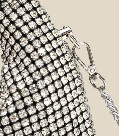Crystal Mesh Beaded Handle Evening Bag