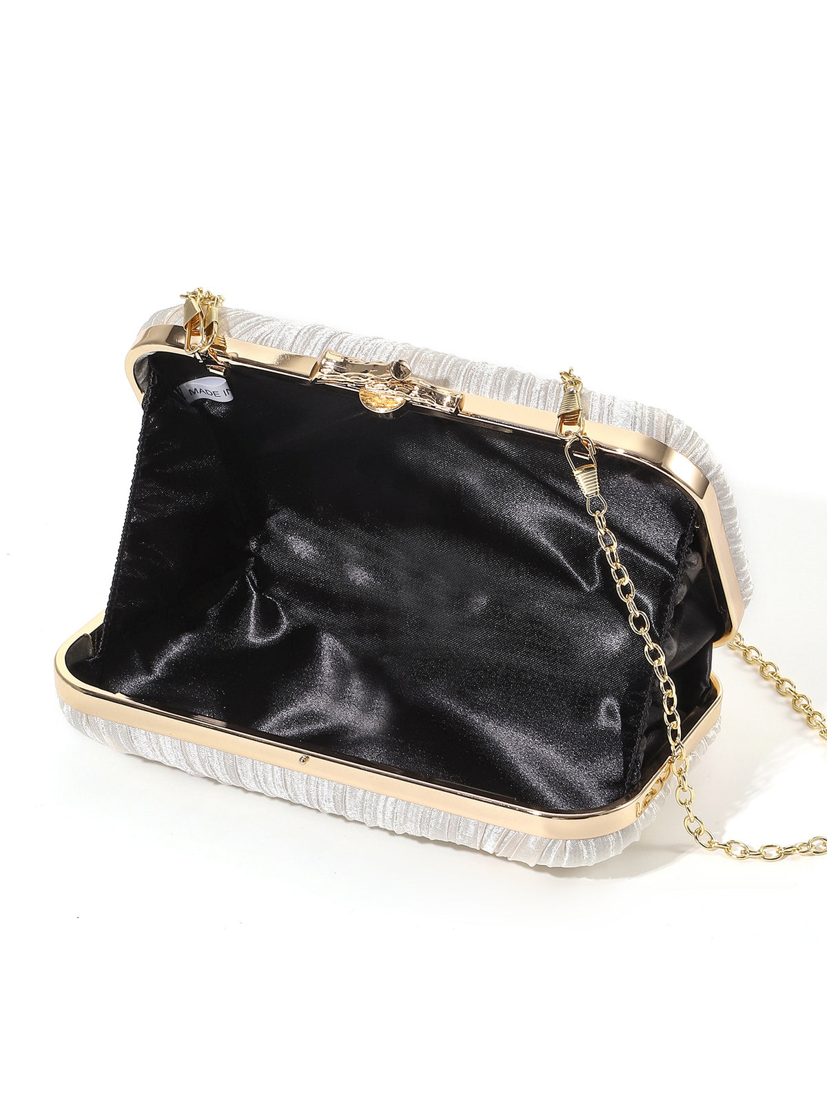 Ivory Pleated Satin Evening Clutch