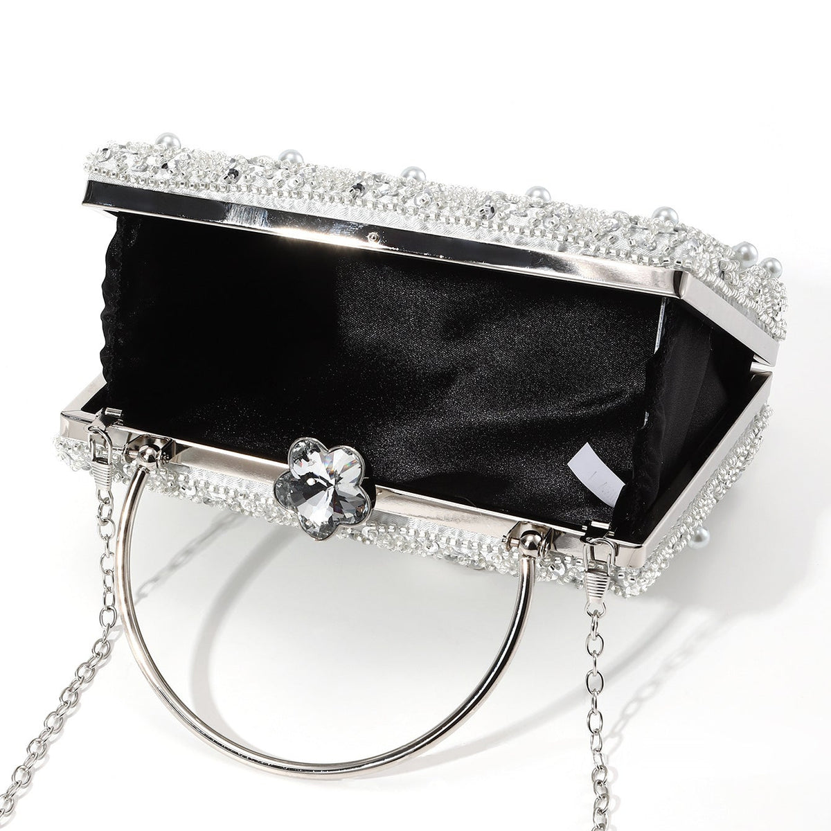 Pearl Beaded Top Handle Evening Bag